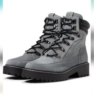 New Calvin Klein  Women's ShaniaMotorcycle Boots Gray LeatherSuede Size 8.5